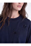 Lcw Modest Navy Blue Embroidered 100% Cotton Blouse - 3