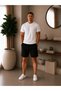 3 Pieces Daily Use Baggy Men's Shorts Comfortable Cut Premium Cotton (Black-Navy Blue-Grey) - 6