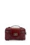Lock Detailed Box Shape Faux Leather Women's Crossbody Bag Lulu Suede Claret Red