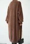 Women's Oversize Balloon Sleeve Long Knitwear Cardigan, Stone, Beige, Black, Brown, Yellow - 3