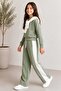 Girl's Scarf+Double Face Fabric Top and Bottom Set 10-15 Years Old 12764Sk - 3