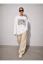 White Summer Printed Long Sleeve T-Shirt Suitable for Hijab - 2