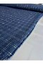 Navy Blue Glittery Chanel Fabric Plaid Patterned Double Length Skirt Vest Pants Set Clothing - 6