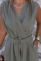 Khaki Double-Breasted Collared Belted Jumpsuit - 4