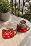Bead Embroidered Coasters Set of 2 12X10 cm Red