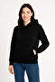 Three thread hooded kangaroo pocket sweatshirt hoodie - black - 4