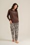 Women's Modal Long Sleeve Coffee Pajama Set, Combed Cotton Modal Pajama Set, 50% Cotton 50% Modal - 7