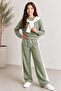 Girl's Scarf+Double Face Fabric Top and Bottom Set 10-15 Years Old 12764Sk