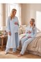 New Season Blue Muslin Fabric Double-Breasted Breastfeeding Compatible Design Long Sleeve 100% Cotton Maternity Pajama Set - 2