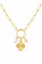 Gold Color Paperclip Chain Clover Model Women's Necklace