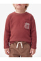 Printed Pocketed Cotton Crew Neck Long Sleeve Oversize T-Shirt - 3