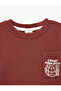 Printed Pocketed Cotton Crew Neck Long Sleeve Oversize T-Shirt - 6