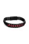 Black Leather and Red Agate - Black Onyx Natural Stone Detailed Men's Bracelet - 4