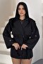 Women's Belted Linen Trench Coat Double-Breasted Buttoned Lined Seasonal Oversize Trench Jacket - 2