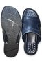 Genuine Leather Handmade Navy Blue Men's Slippers - 7