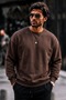 Men's Thick Woven Brown Casual Sweatshirt - 6