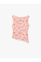 Slim Fit Sleeveless Asymmetrical Cut Gathered Boat Neck Floral Lace Blouse - 6