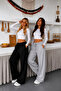 2 Pcs Sweatpants Plain Black Gray Wide Leg Comfortable Fit Sweatpants Hijab Bottoms - 3