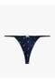 Polka Dot Patterned Viscose String Panties with Ribbon