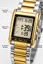 AL-SALAH Rectangular Digital Wristwatch – LCD Day & Date Display, Water Resistant, Gold & Silver Two-Tone Metal Bracelet - 3