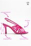 Women's Pink Satin Open Toe Caged Buckle Ankle Strap Thin Heel Evening Dress Heeled Shoes Taran - 2