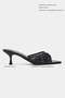 Anka Black Mesh Bead Detailed Pointed Toe Women's Heeled Slippers - 2