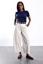Beige Wide Leg Trousers with Front Stitching Detail 031726 - 2
