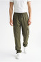 Men's Khaki Parachute Fabric Baggy Trousers with Commando Pockets, Loose Fit, Comfortable Fit