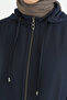 Ferace with Mesh and Ribbed Detail - Navy Blue - 3