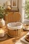 Lavi̇n Oval Wicker Picnic Basket with Lid, Handle, Fabric Lining, Multi-Purpose Organizer, Decorative Basket - 4