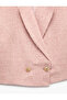Button Detailed Double Breasted Collar Long Sleeve Cropped Tweed Jacket - 3