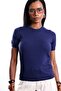 Navy Blue Crew Neck Short Sleeve Knitwear 5620 - 4