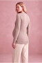 Maternity Viscose Dusty Rose Long Sleeve Choker Collar Blouse with Inner Undershirt and Breastfeeding Feature Melanie - 5