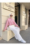 Women's Colorful Striped Zippered Jacket and Pants Two-Piece Set – High Collar, Elastic Waist and Sleeve Details - 2