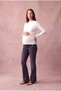 Maternity Ribana Ecru Long Sleeve Boat Neck Baby Overlock Stitch Detailed Blouse Sierra - 3