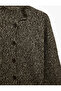 Comfortable Fit Gray High Collar Long Sleeve Buttoned Knitwear Cardigan - 3