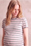 Maternity Cotton Gray / Pink Striped Short Sleeve Half Turtleneck Dress Tamar - 5
