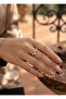 Brass Gold Color Zircon Stone Adjustable Zigzag Model Ring - 2