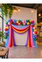 Colorful Birthday Decoration Party Set with 60 Balloons, 5 Colors Tulle Backdrop Party Decoration, Manifest & Rainbow & Colorful Party Set
