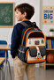 Product Title: Astronaut Patterned Boys' School Bag Set of 3 with Lunch Box and Pen Holder Orange Black