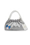 Gray Satin Crystal Glass Stone Design, Handmade Pearl Handle Bag, for Evening Dresses, Daily Use, Events, Celebrations..99