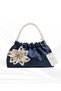 Dark Blue Satin Crystal Glass Stone Design, Handmade Pearl Handle Foldable Bag, for Evening Dresses, Daily Use, Events, Celebrations..38