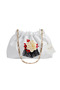 White Satin Royale Series Handmade Custom Design Drawstrap Bag with Chain Handle, for Evening Dresses, Weddings, Engagements, Celebrations, Events, Casual Use.. 37