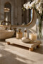 Product Name Travertine Marble Bathroom Organizer 12X25 cm Decorative Tray with Wooden Legs - 2