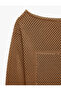 Textured Mesh Long Sleeve Boat Neck Oversized Blouse - 8