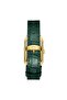 Gold Rectangular Case Women's Wristwatch |   23mm Stainless Steel Case, Green Leather Band - 7