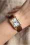 Gold Rectangular Case Women's Wristwatch |   23mm Stainless Steel Case, Stylish Design