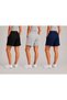 3 Pieces of Women's Shorts Compatible with Daily Outfits (Black-Grey-Navy Blue) Comfortable Cut Premium Cotton Shorts - 2