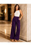Women's High Waist Belted Modal Fabric Palazzo Trousers with Pleated Side Pockets - 5