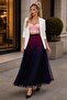 Women's Lined Tulle Long Skirt with Elastic Waist, Color Gradient, Comfortable Maxi Skirt - 6